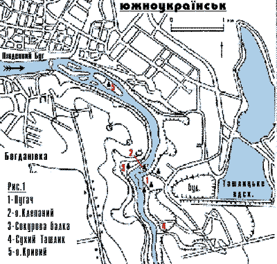 Южноукраинск, Південноукраїнськ, схема місцевості