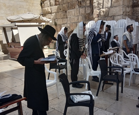 Евреи молятся у Стены плача в Иерусалиме
